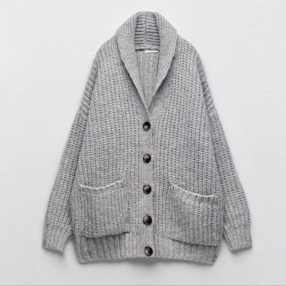 ZARA OVERSIZED KNIT CARDIGAN WITH POCKETS | SIZE: S | NWT - Picture 2 of 9